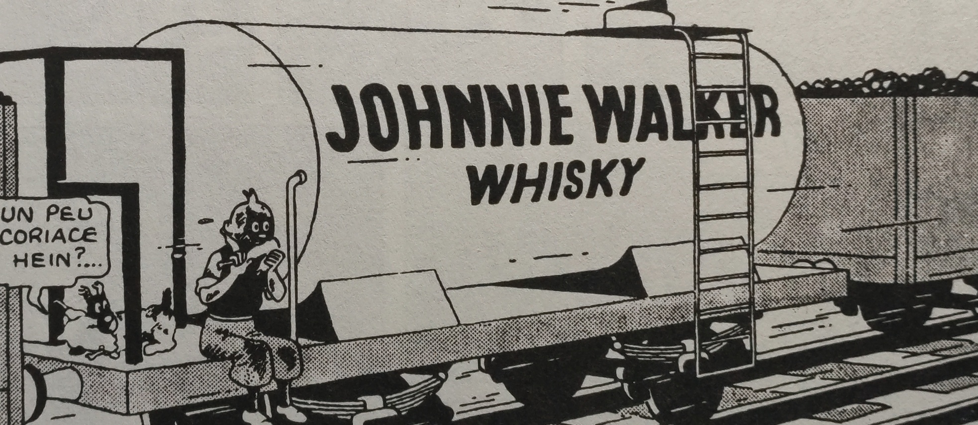 The Johnnie Walker tanker in the original edition of The Black Island